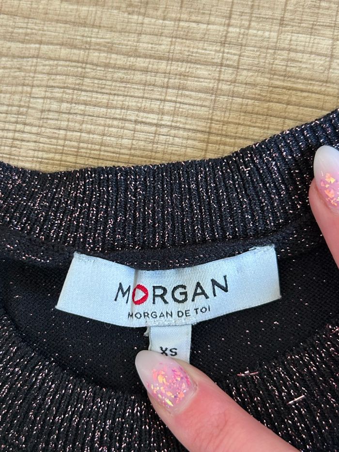 Pull violet pailleté à manches longues Morgan taille XS comme neuf - photo numéro 10