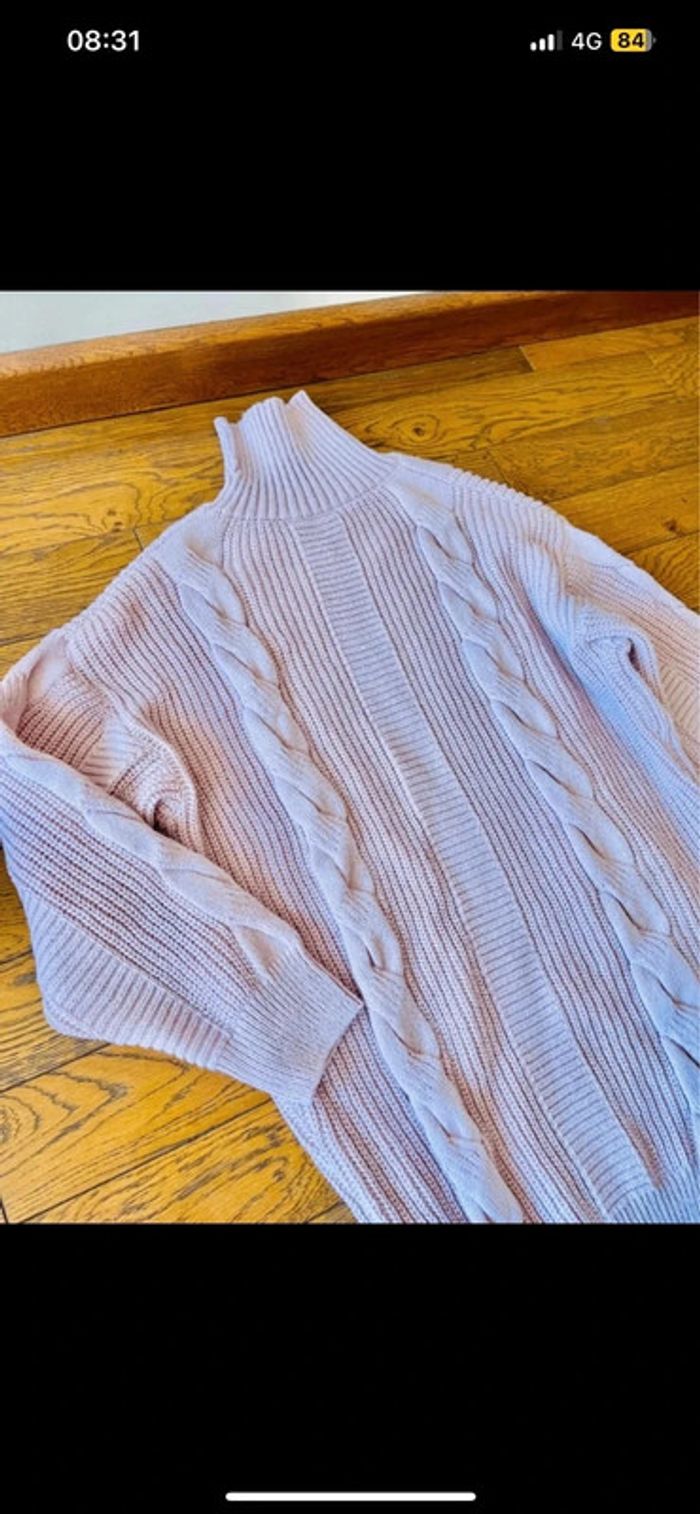 Sublime pull long rose à col neuf taille M - photo numéro 5