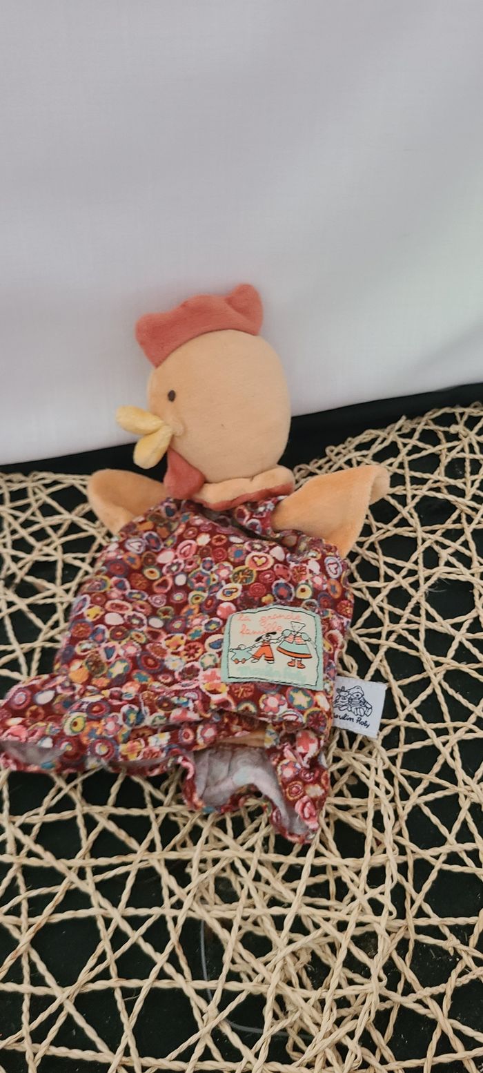 Moulin roty collection la grande famille marionnette Félicie la poule orange robe fleur - photo numéro 2