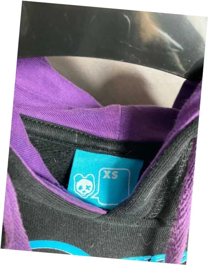 Sweat à capuche noir bleu et violet Stéréo Panda taille XS - photo numéro 6