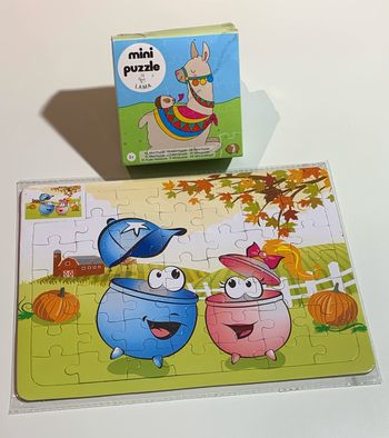 Lot 2 puzzles, lama et coloriage, complets