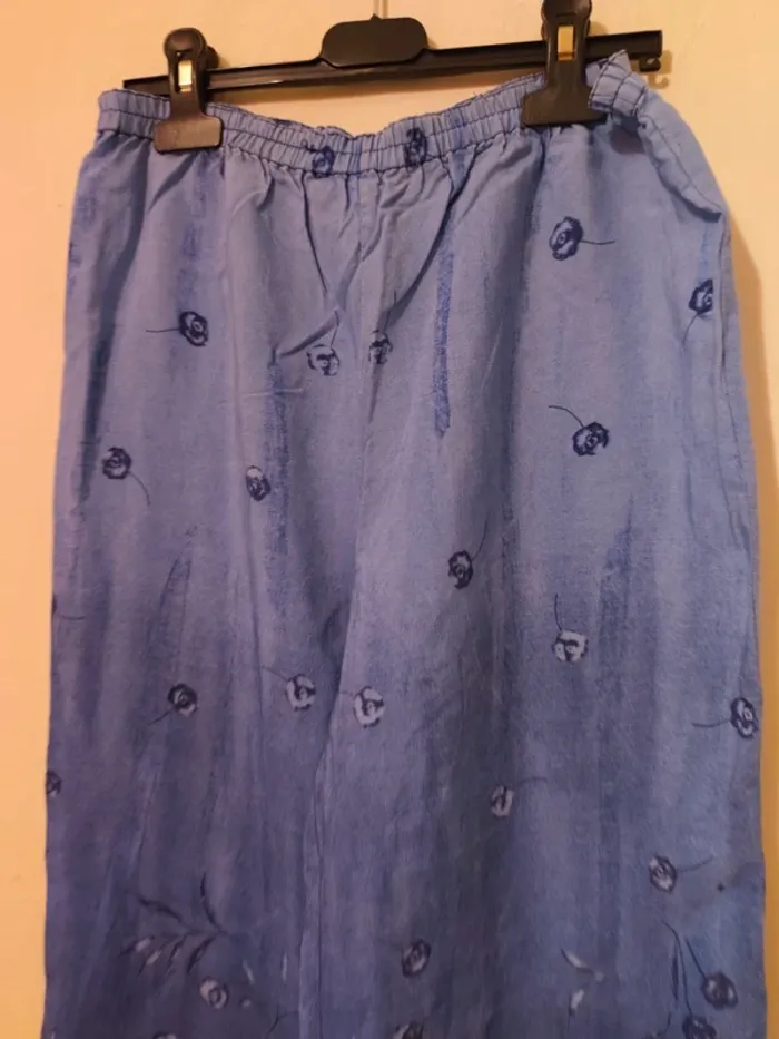Magnifique pantalon bleu vintage fait main taille 38 - photo numéro 2