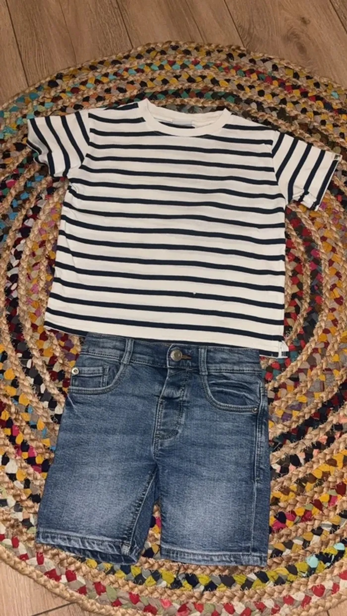 Ensemble short jean t-shirt garçon