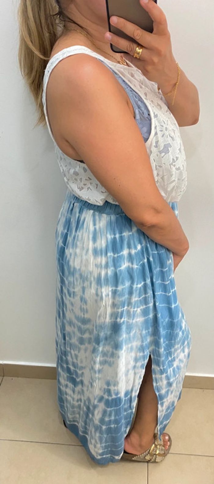 💙Jupe Longue Fendu Bohème Tie and dye Taille Unique - photo numéro 6