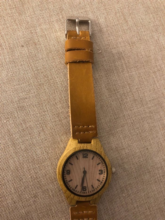Montre cuir et bois - photo numéro 3