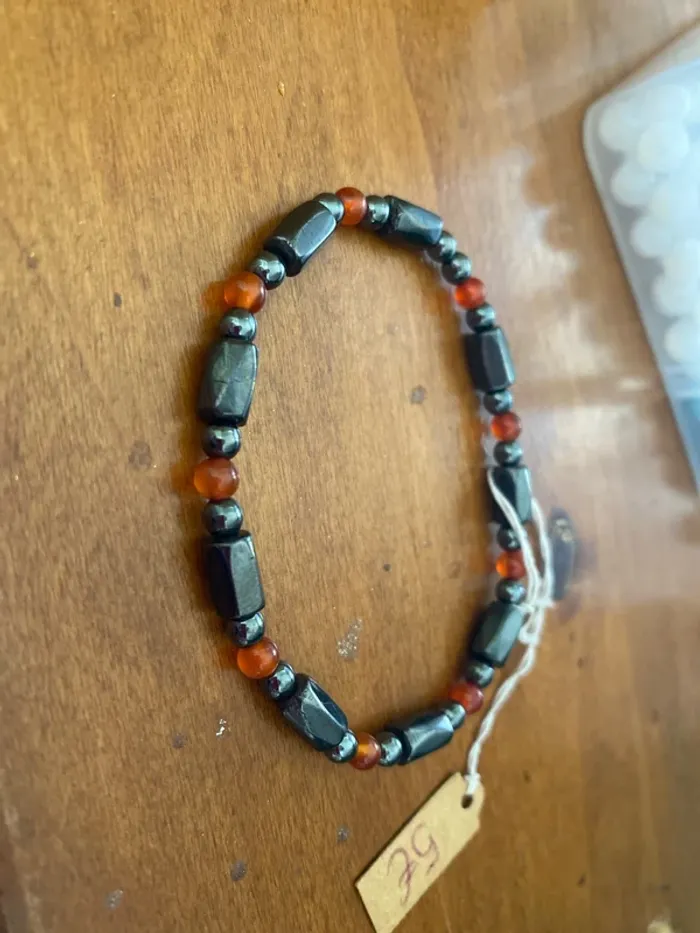 Bracelet en pierres hématites et cornalines - photo numéro 2