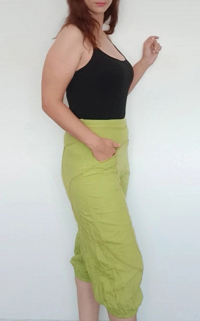 Pantacourt fluide ethnique anis Coline T.36 - photo numéro 5