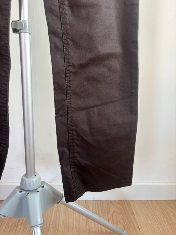Pantalon coupe droite simili cuir calzedonia taille 38 marron - photo numéro 5