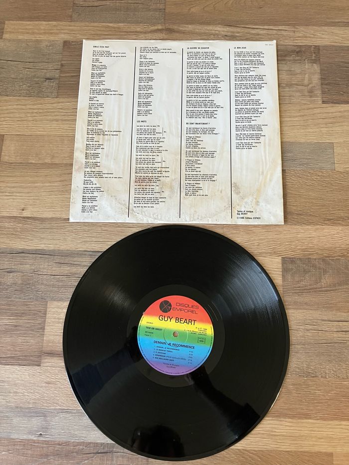 Vinyle 33 tours sans pochette-Guy Béart-Demain, je recommence