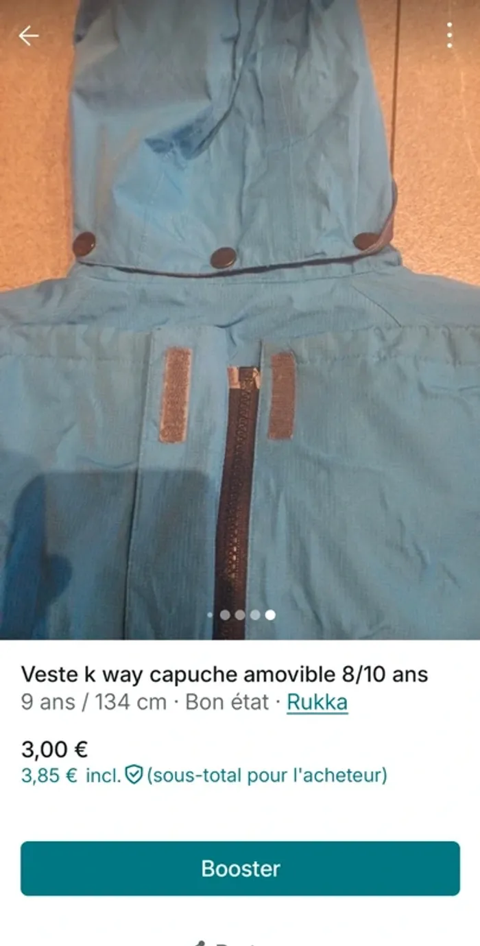 Blouson capuche mi saison 8/10 ans - photo numéro 8