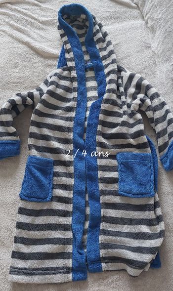 robe de chambre bleu et gris lupilu 2/4 ans