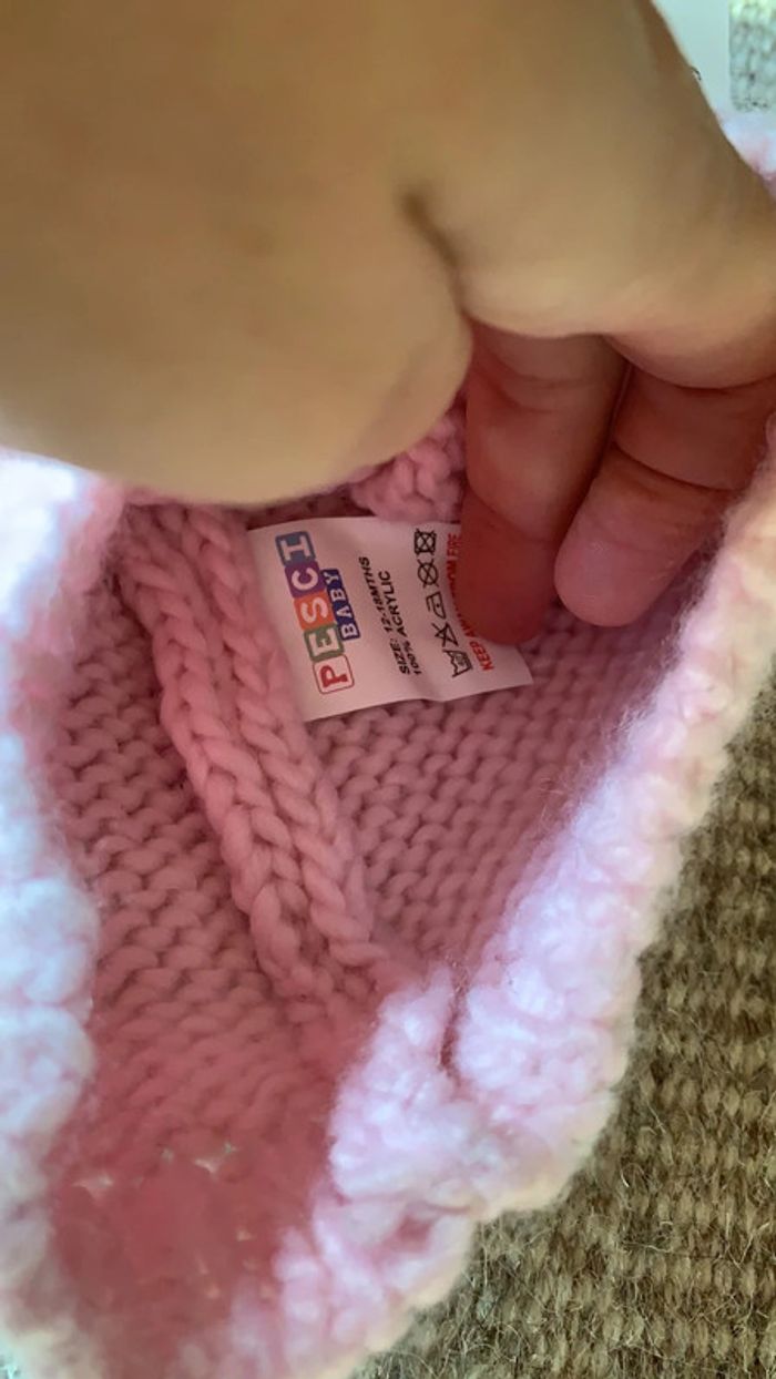 Lot bonnet rose et blanc fille 12 18 mois idée cadeau - photo numéro 8