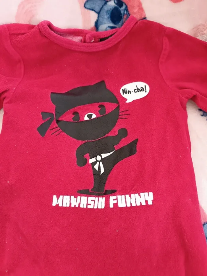 Pyjamas motif chat taille 12 mois - photo numéro 2