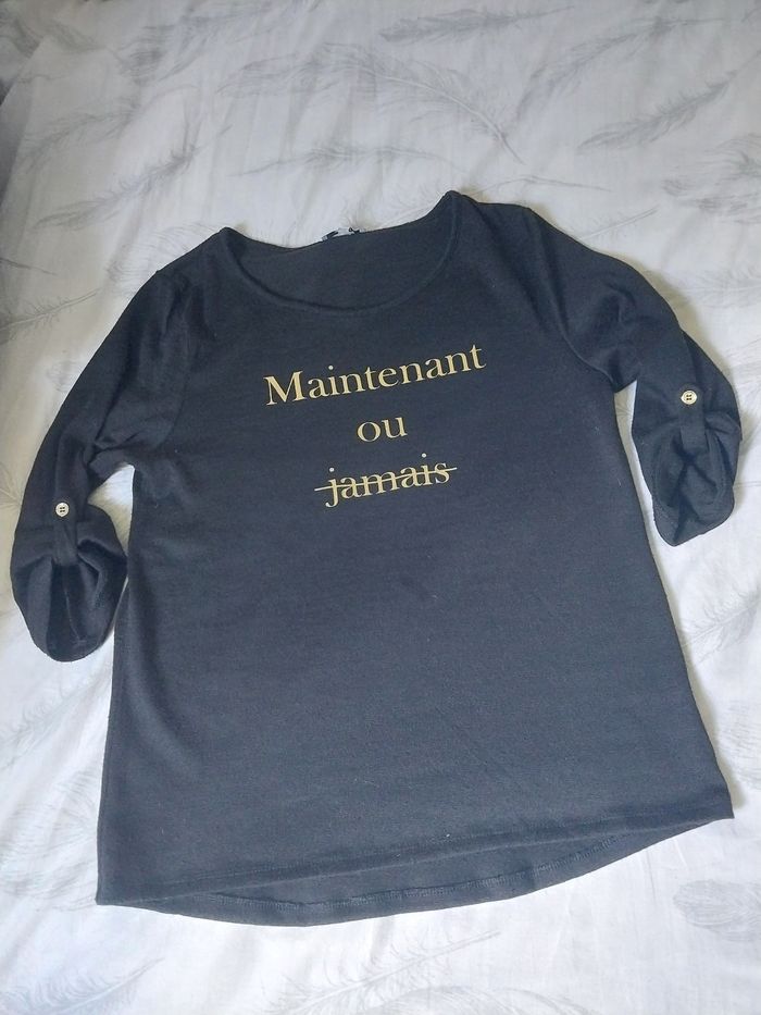 Haut noir "Maintenant ou jamais" Taille M (LH) - photo numéro 7