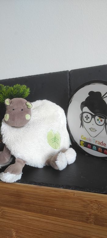Doudou hippopotame rond BN722 feuille blanc marron vert bazile Zoé baby nat