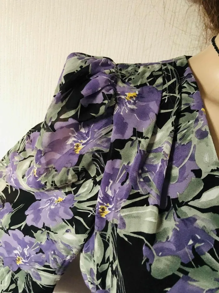 💜🌿Robe courte à volants 36/38 coquette fairycore cottagecore whimsigoth Floral ruffled Mini Dress🌿💜 - photo numéro 11
