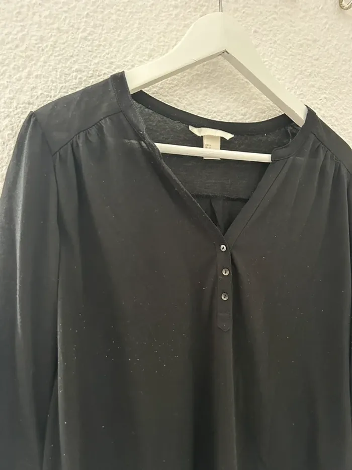Blouse noir manche 3/4 transparente - photo numéro 2