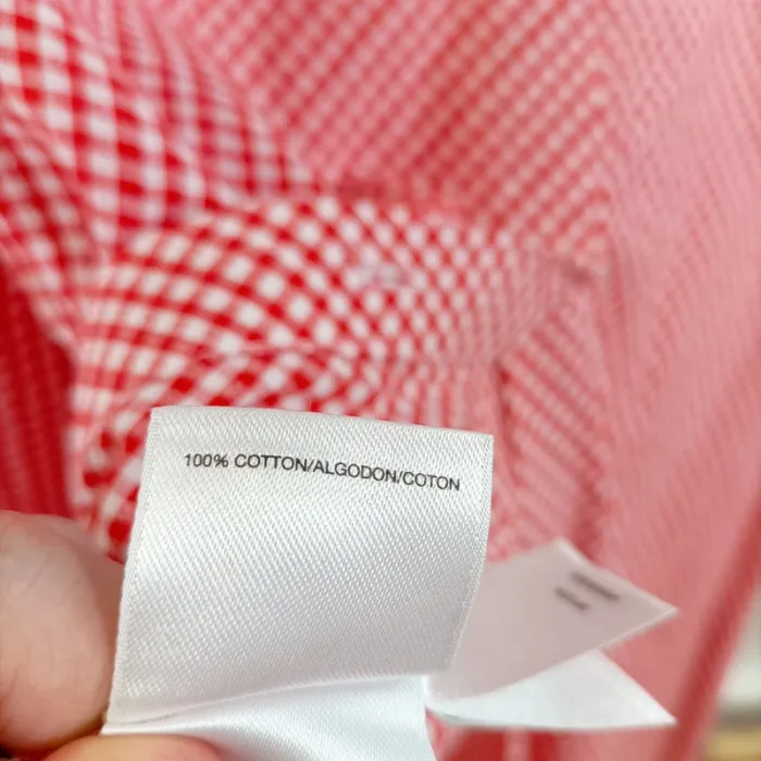 Chemise vichy rouge et blanche Anne Klein 100% coton col mao T.36 A1516 - photo numéro 5