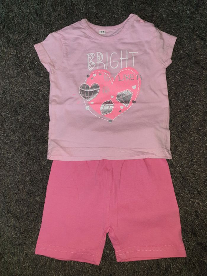Lot de 2 ensembles d'été T-shirt + short 6 mois - photo numéro 3