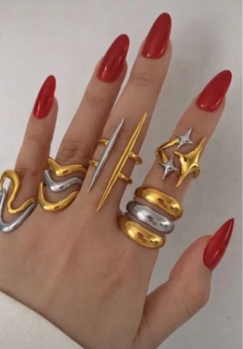 Lot Bagues originales en acier inoxydable dorée/argentée