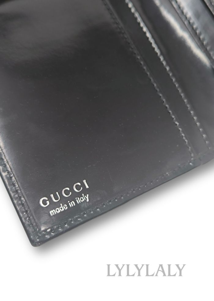 Portefeuille GUCCI authentique en cuir verni noir – logo GG embossé - photo numéro 4