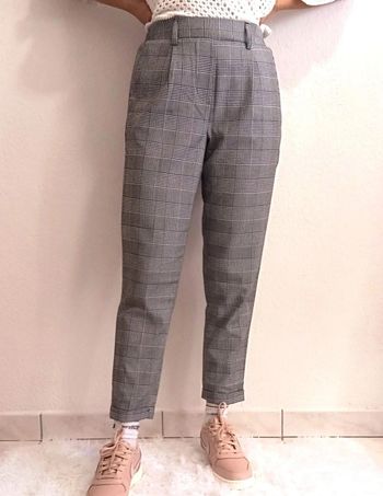 Bershka Pantalon pour femme a carreaux motif Prince de Galles Taille S