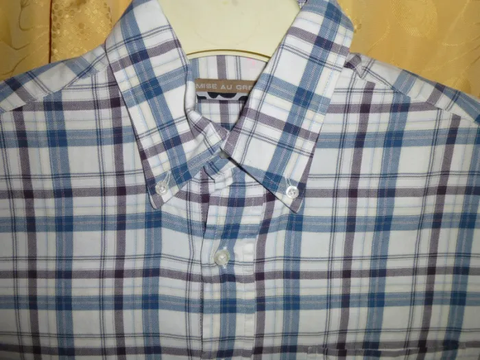 chemise manche longue bleu à carreaux MISE au green taille M - photo numéro 3