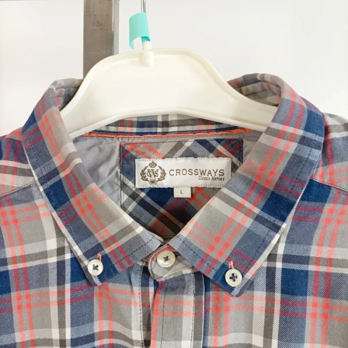 Chemise à carreaux bleu rouge gris Crossways 100 % coton taille L A902 - photo numéro 5