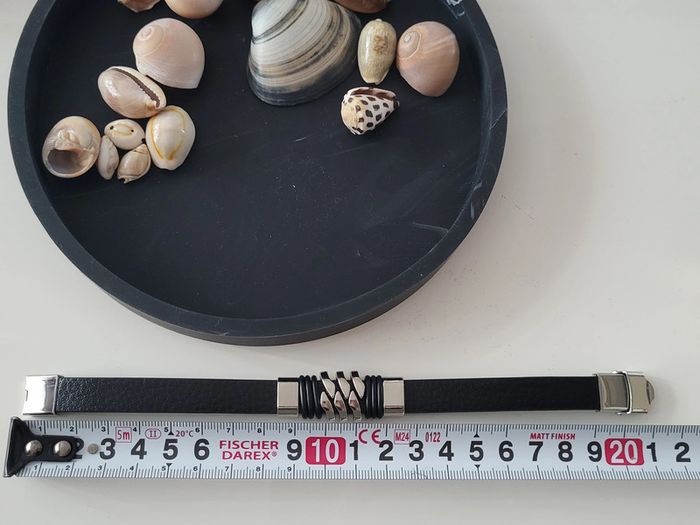 Bracelet Homme acier inoxydable noir et argent forme Longeur 21 cm - photo numéro 3