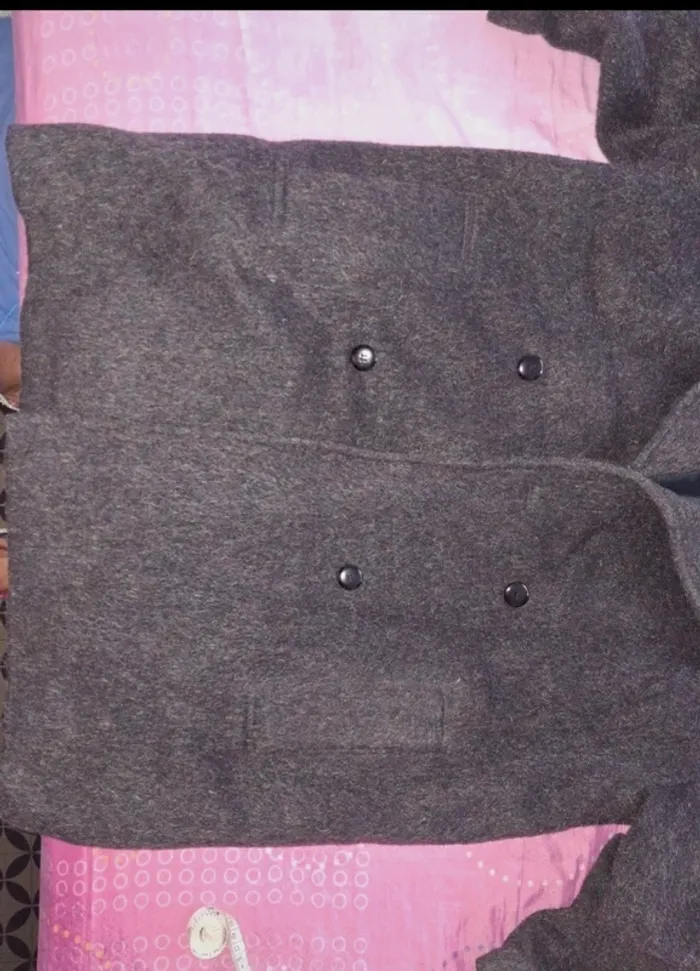 Manteau laine gris foncé noir - photo numéro 3