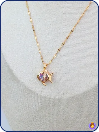 Collier doré poisson coloré – style Zag / Lou.Yetu