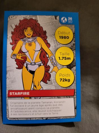 Carte Héros DC Auchan 2022 n° 36 /90 Starfire