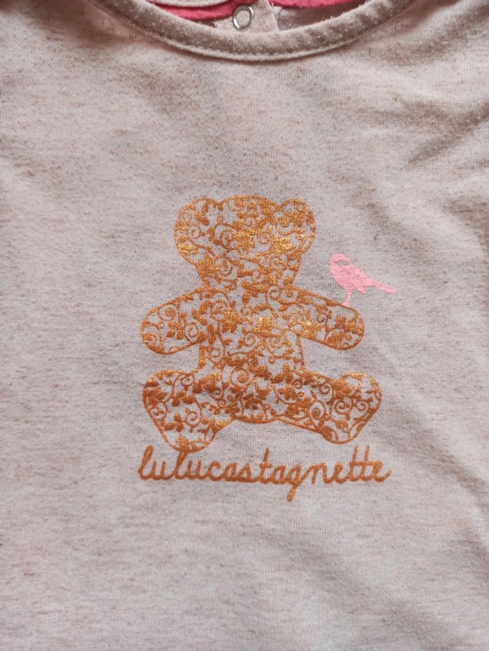 T-shirt manche courte rose Lulu castagnette 6mois - photo numéro 2