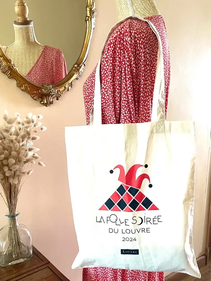 Sac Musée du Louvre collector en Coton Réutilisable "La Folle Soirée du Louvre" Écologique neuf