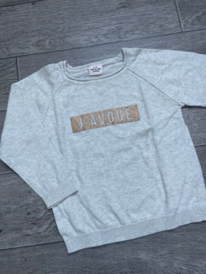 Pull gris tape à l’oeil 3 ans