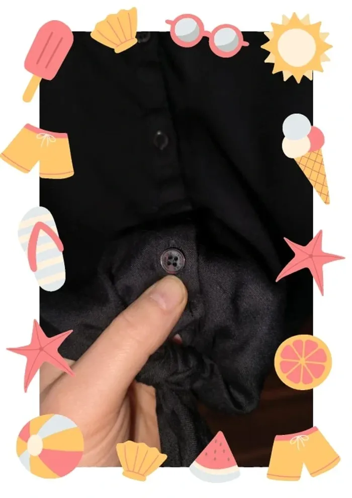 Top noir boutonné sans manche à noué 14 ans - photo numéro 5