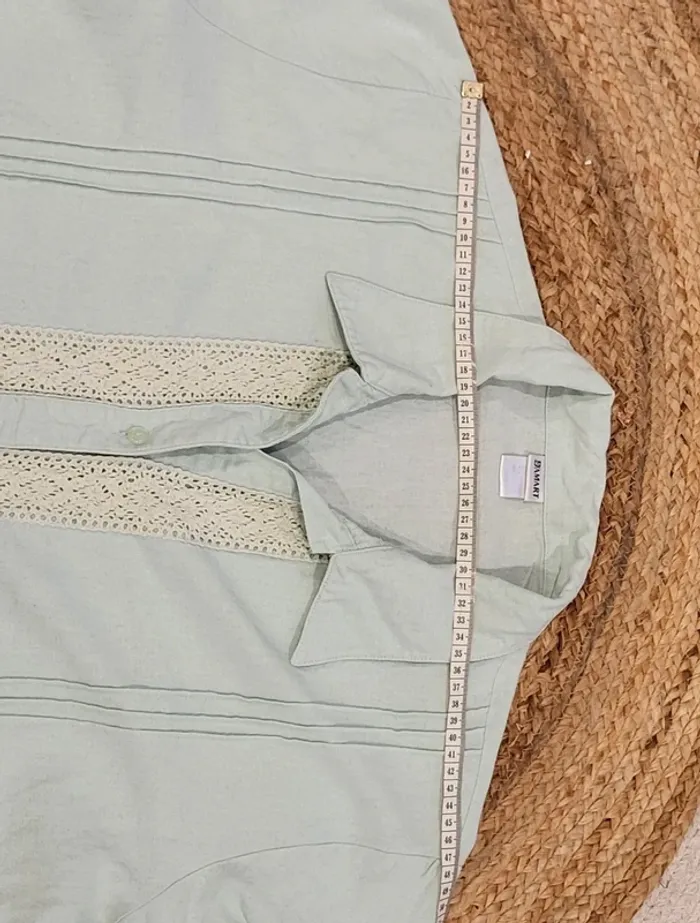 Chemise légère Damart brodée - Taille 52 - Vert pastel - Très bon état - photo numéro 8