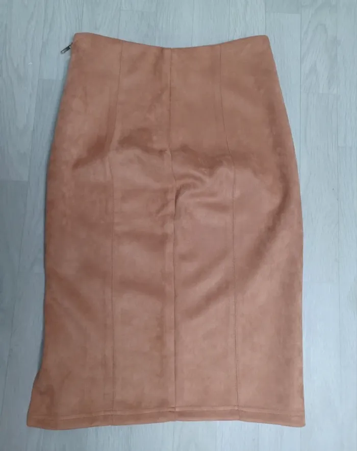 Jupe mi longue marron effet velour