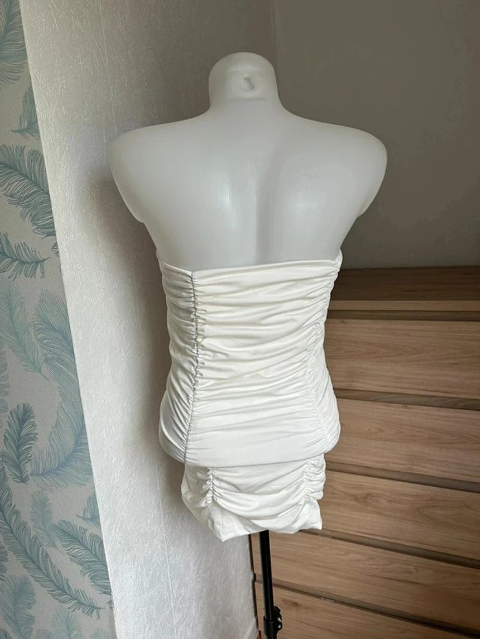 Robe bustier moulante blanche drapée sans manches– Taille S – Boutique bohème - photo numéro 3