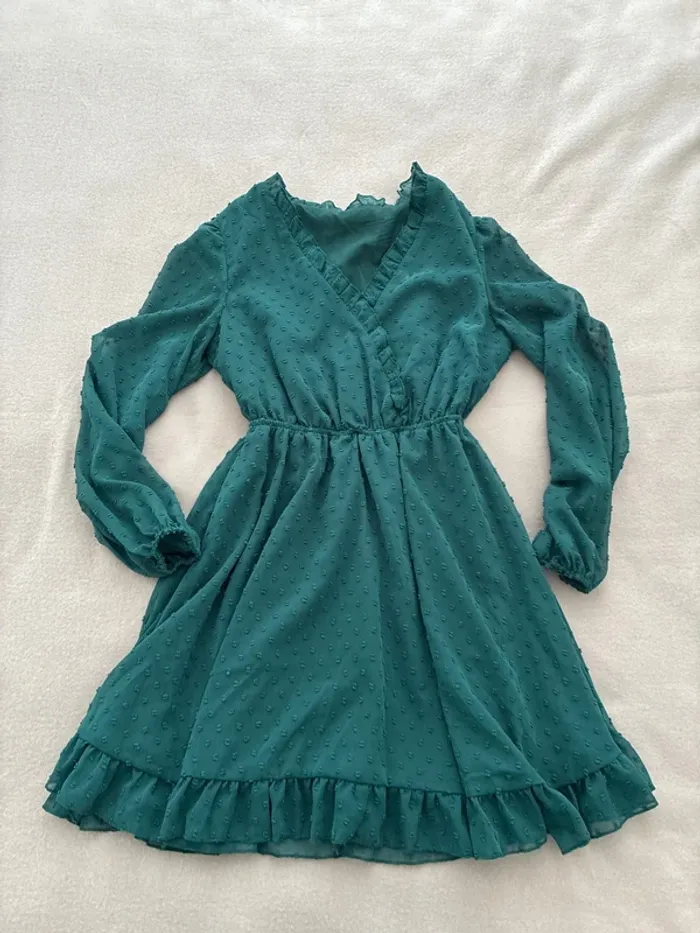 Robe en tulle vert foncé SHEIN taille XS en très bon état - photo numéro 5