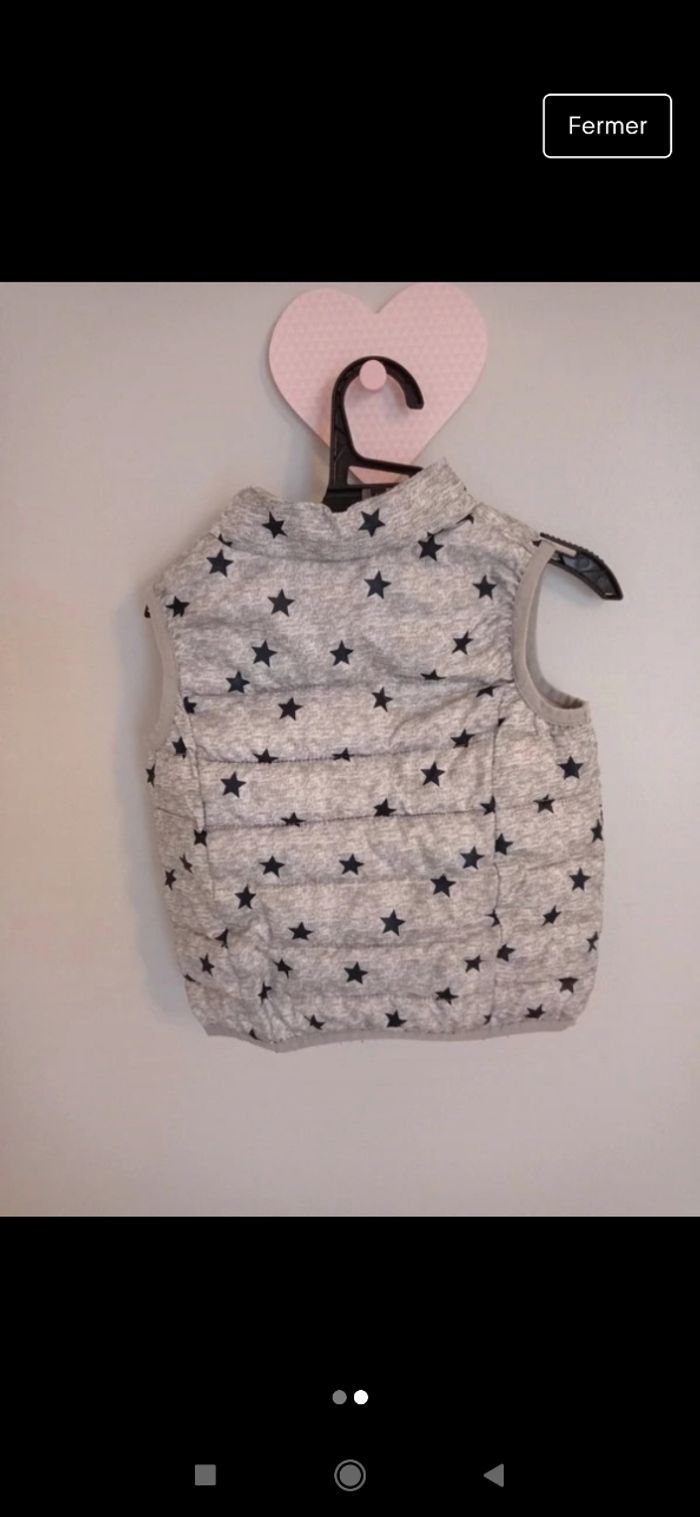 Veste doudoune sans manche grise étoiles noires Orchestra 12 mois - photo numéro 2