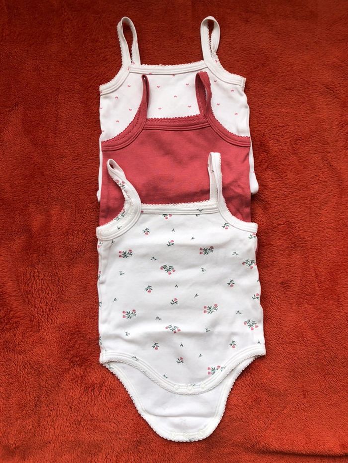 Lot de 3 bodies sans manche coton bio - 12 mois