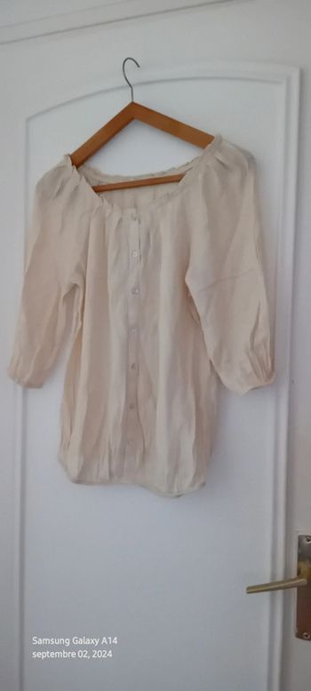 Blouse fluide manches 3/4 crème femme 40 camaïeu