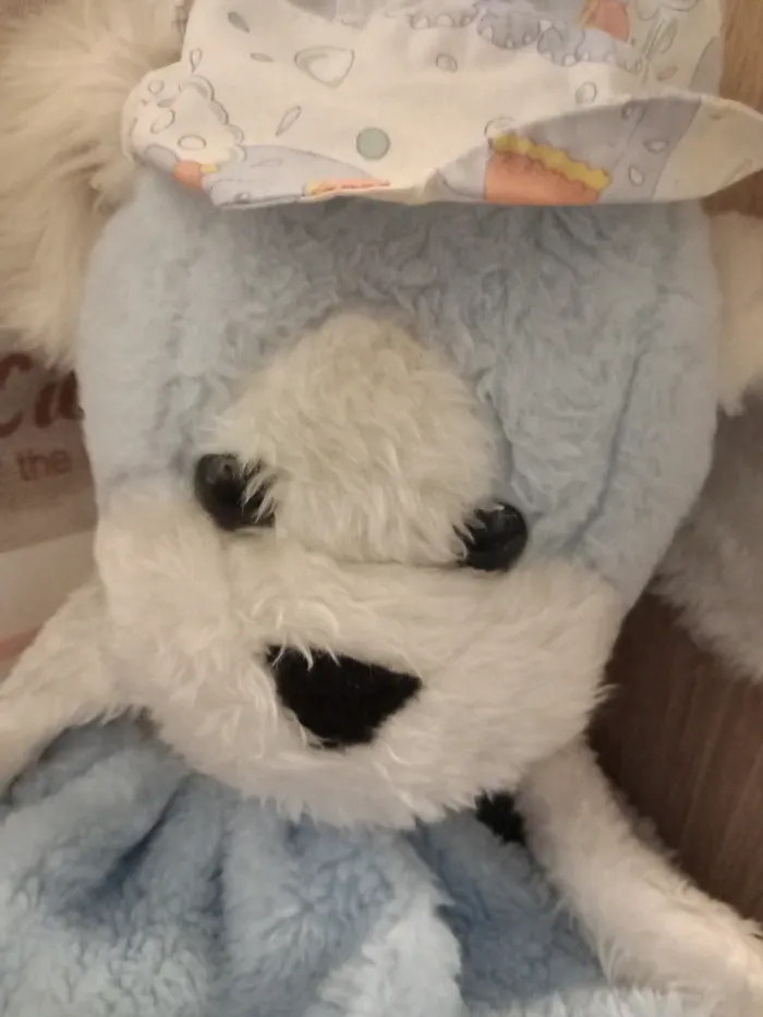 Peluche Range pyjama bleu et blanc avec son bonnet 50cm vintage marque Gede France - photo numéro 2