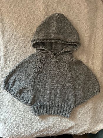 Poncho gris irisé à capuche 2/3 ans
