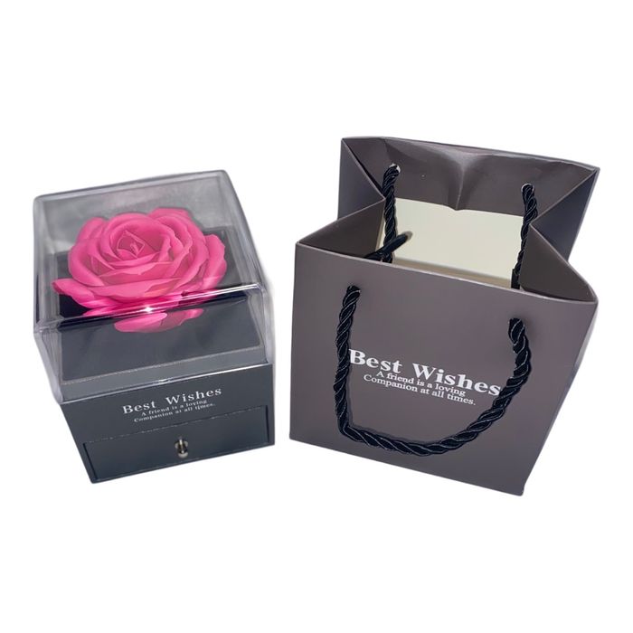 💖 Collier cœur rose avec rose intégrée & rose éternelle – Cadeau romantique 💖 - photo numéro 3