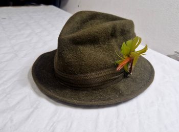 Chapeau tyrolien  , vintage  , homme , Huret  , pur feutre imperméable