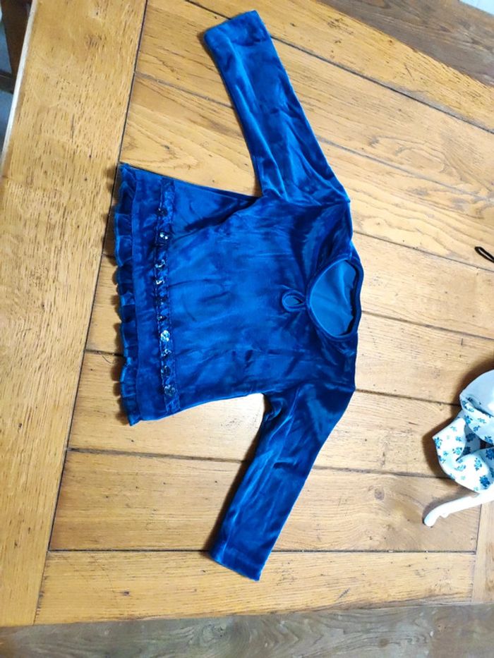 Pull bleu effet velour - photo numéro 3