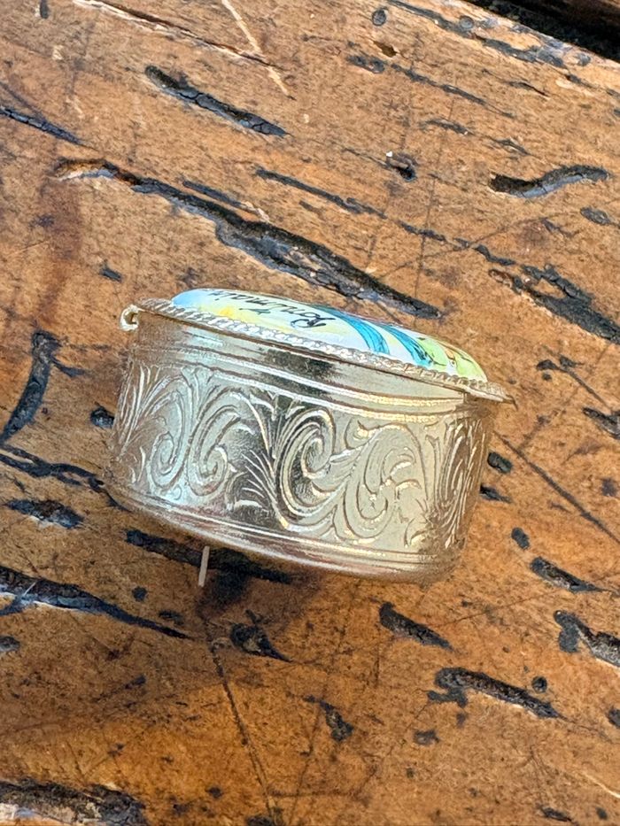 Lot de boîtes anciennes émaillées – décor XVIIIe, scènes galantes / château - photo numéro 3