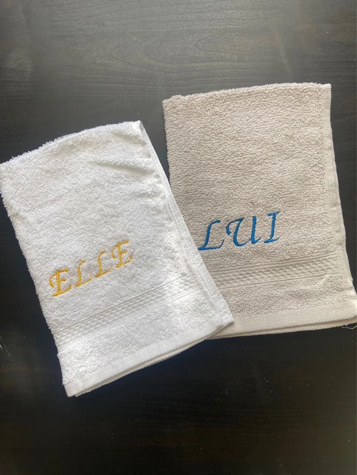 2 Serviettes de bain elle et lui